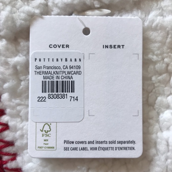New Pottery Barn Thermal Sherpa Back Knit Pillow Cover, Red & Cream Cozy Pillow - Picture 16 of 16
